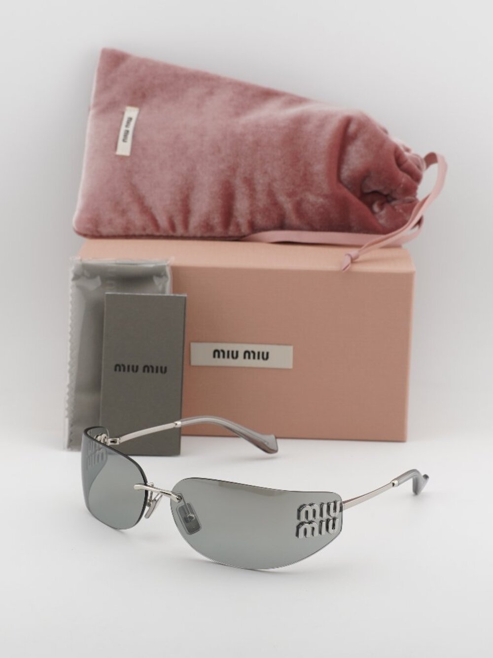 Miu Miu MUA51S 1BC10Y Rectangle Sunglasses – Silver\Grey Mirror Silver Gradient